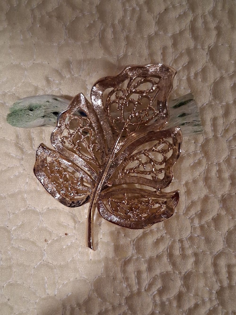 Monet Gold Leaf Filigree Brooch